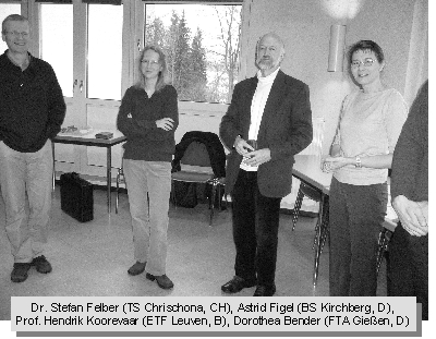 Dr. Stefan Felber (TS Chrischona, CH), Astrid Figel (BS Kirchberg, D), Prof. Hendrik Koorevaar (ETF Leuven, B), Dorothea Bender (FTA Gießen, D)