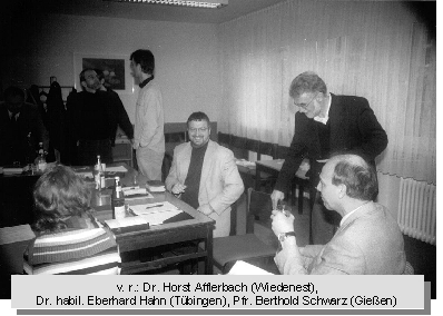 v. r.: Dr. Horst Afflerbach (Wiedenest), Dr. habil. Eberhard Hahn (Tübingen), Pfr. Berthold Schwarz (Gießen)